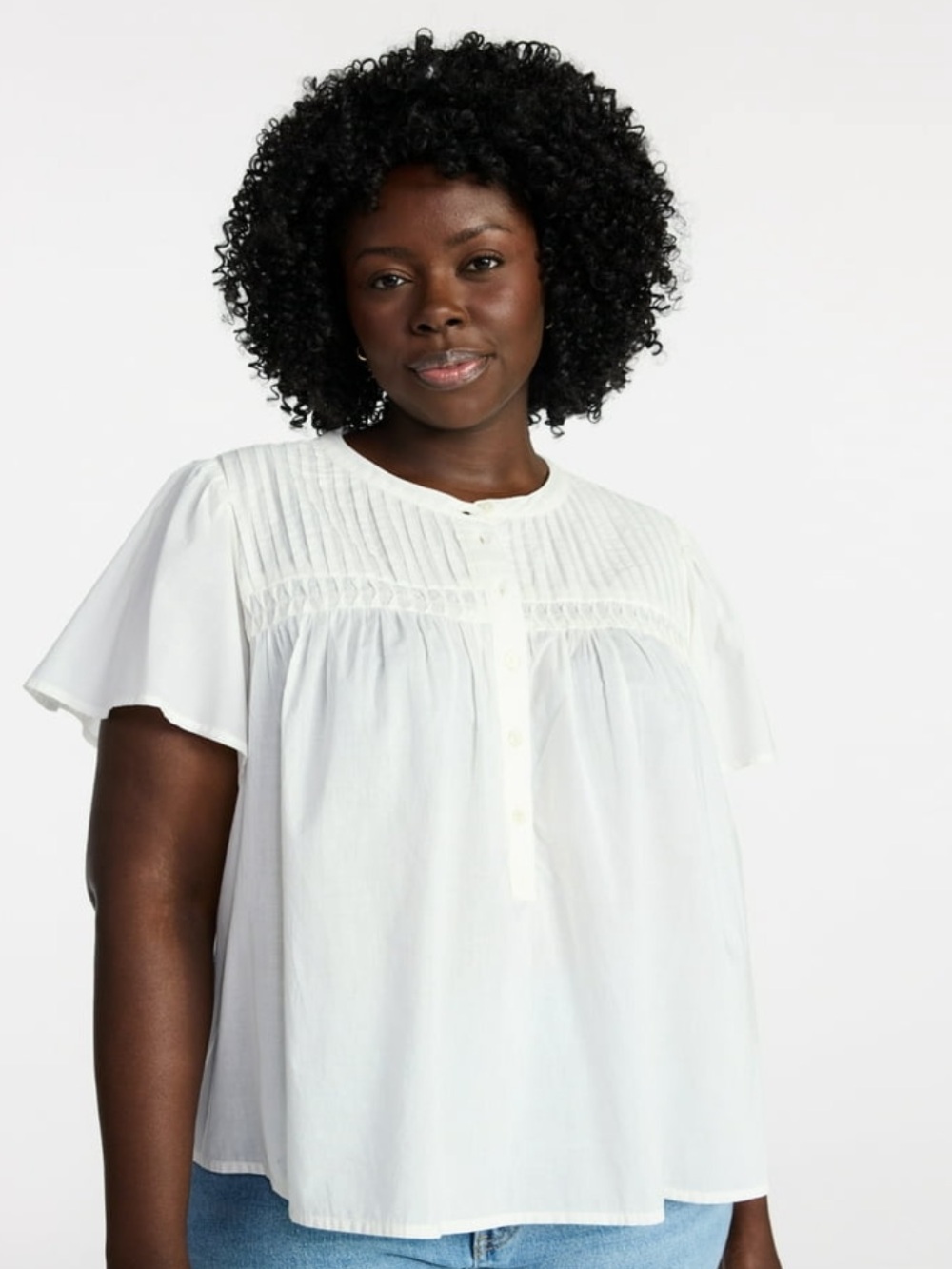 NWT Terra & Sky Top Button Pintuck Peasant Boho Cotton Cottagecore Plus Size 4X
